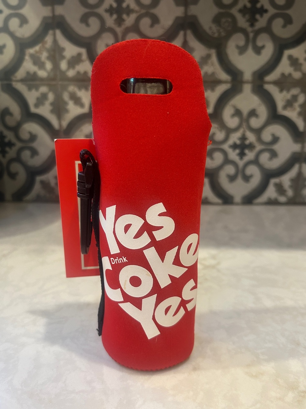 NWT- Coca-Cola Red Bottle Sleeve with White 'Yes Coke Yes' Excellent Condition